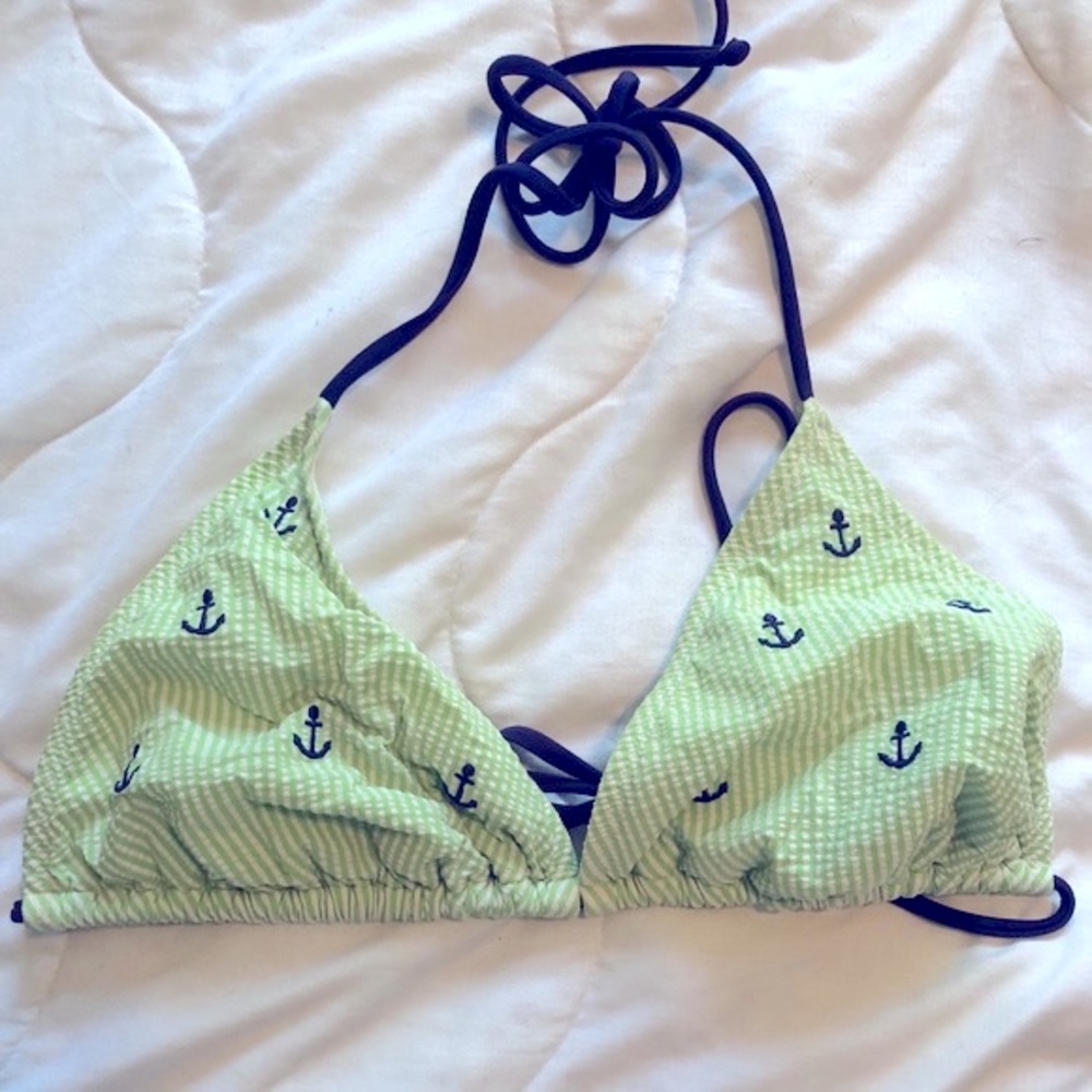 Beach Sea Anchor Bathing Suit Triangle Bikini Top Delta Gamma Green & Blue XL